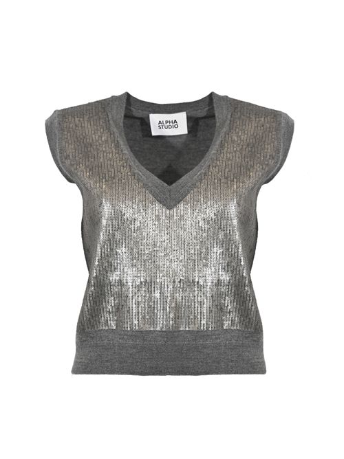 Maglia in lana con spalmatura silver Alpha studio | AD-4470F2005